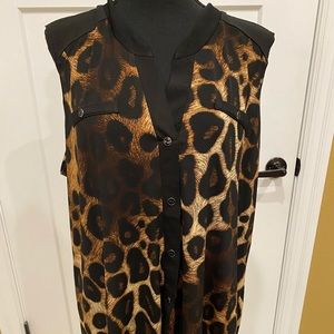 Cheetah print button up blouse